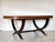 Dining table 40s in the style of Paolo Buffa, Retro glass top painted with wooden border pale in pinting in maple inlaid,...