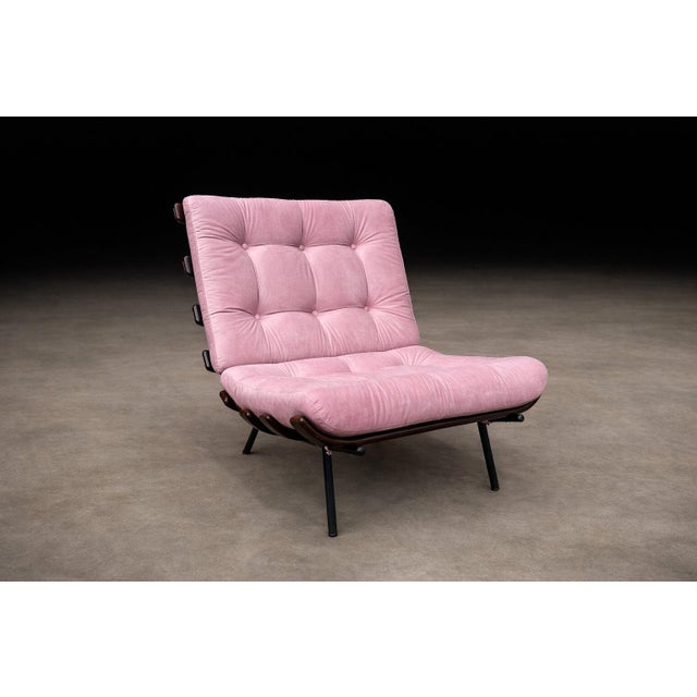 Brazilian Modern Wood Slat & Metal Frame Armchair, Moveis Pallar, 1950s For Sale - Image 9 of 15