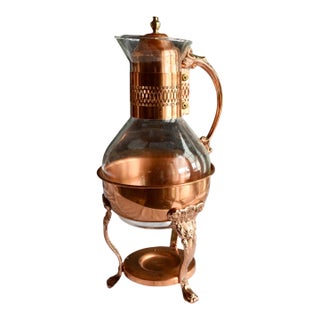 Late 20th Century Princess House Copper and Glass Carafe Set For Sale