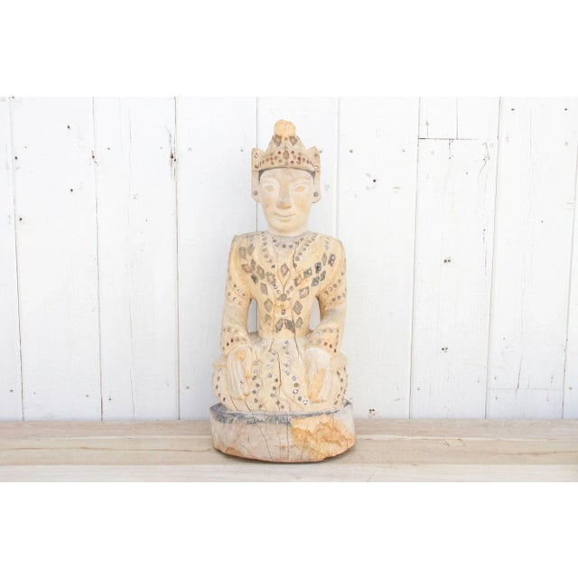 Antique Rangoon Bleached Kneeling Buddha For Sale - Image 11 of 11