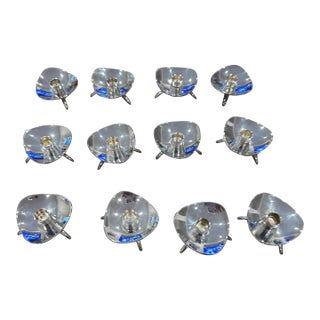 Mid-Century Modern Danish Cohr Atla Silver-Plated Tripod Tiny Taper Candle Holders - Set of 12 For Sale