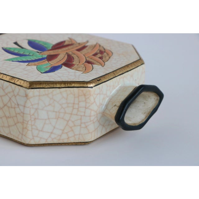 Longwy France Art Deco Rose Octagonal Vase For Sale In Madison - Image 6 of 9