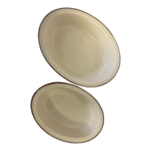 Vintage Lenox Montclair Platinum Trim Oval Serving Bowls – Pair of Ivory China Vegetable Dishes Holiday Tableware