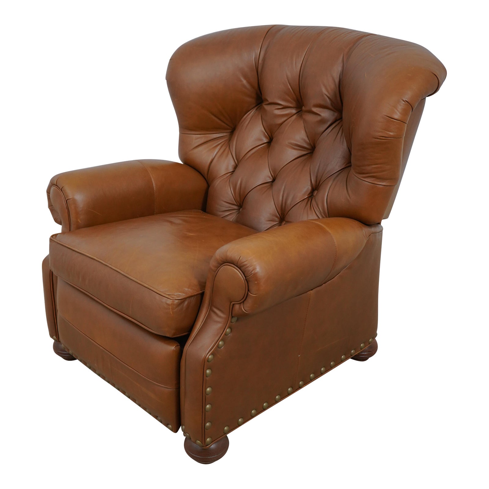 Ethan Allen Cromwell Brown Leather Reclining Chair Chairish