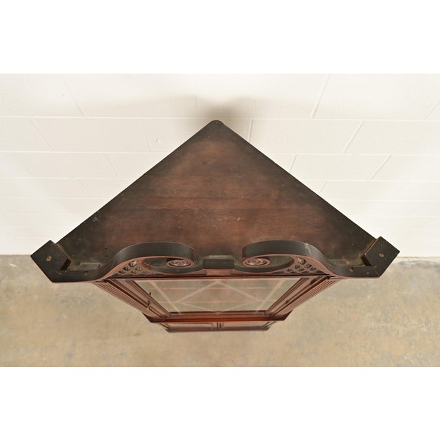 Brown Baker Furniture Style Georgian Flame Mahogany Corner Cabinet, Circa 1940s For Sale - Image 8 of 11