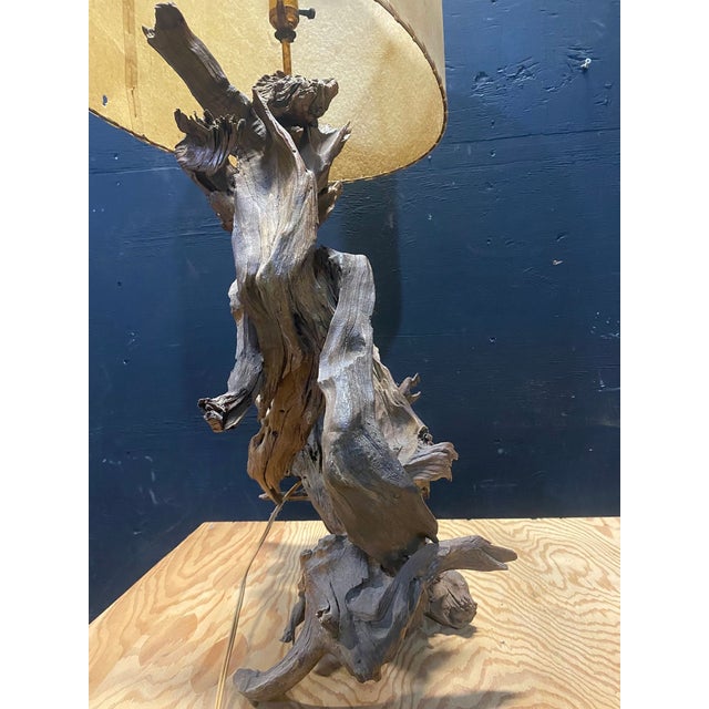 1940s Large 1940's Driftwood Table Lamp For Sale - Image 5 of 12