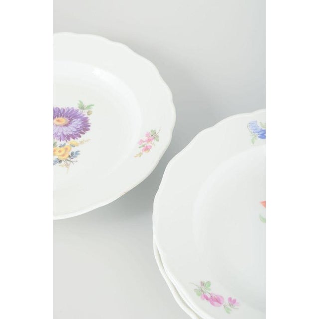 Porcelain Plates with Floral Decor from Meissen, Germany, 1930s, Set of 4 For Sale - Image 3 of 5
