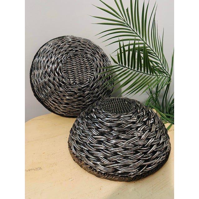 Contemporary Wicker & Rattan Woven Baskets - A Pair For Sale - Image 4 of 8