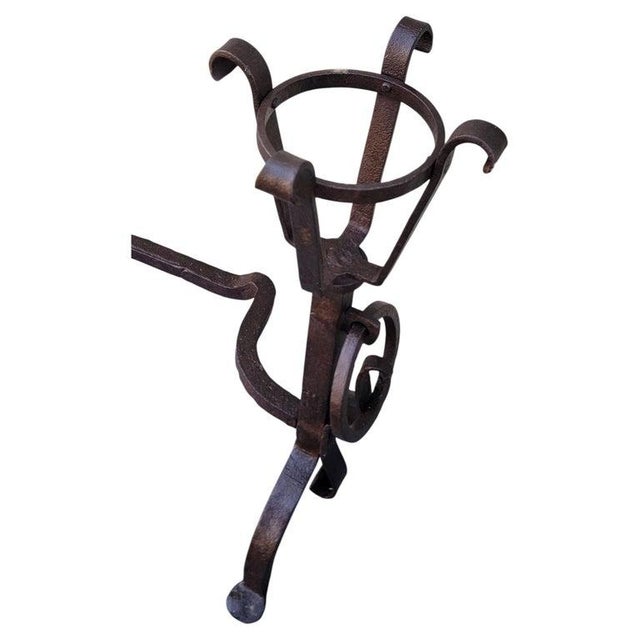 Folk Art Late 19th Century Cast Iron Fire Place Andirons For Sale - Image 3 of 6
