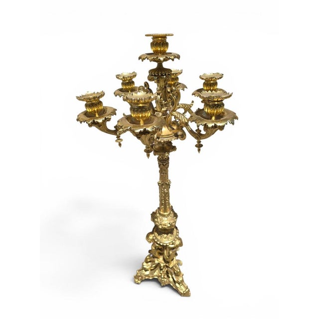 Metal Monumental Gilt Bronze Candelabras, 19th Century, Set of 2 For Sale - Image 7 of 13