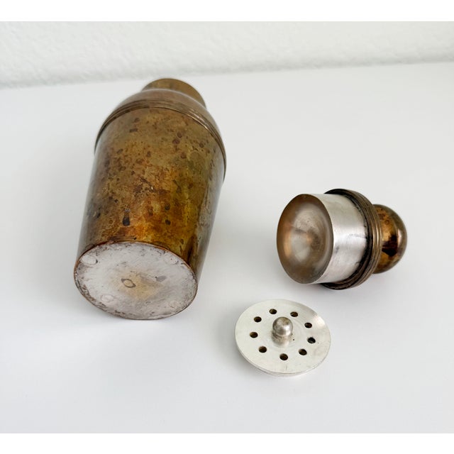 Art Deco Cocktail Shaker, Unlacquered Brass For Sale In Sacramento - Image 6 of 8