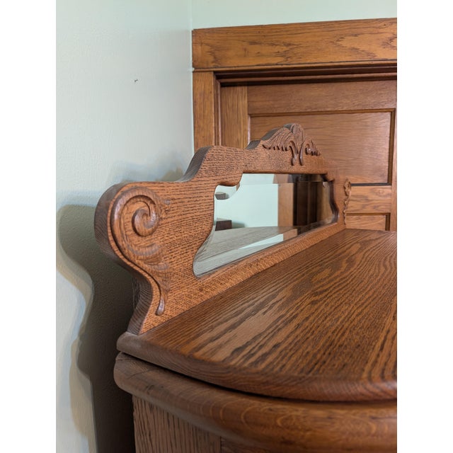 Wood Antique Curved Glass Curio Cabinet For Sale - Image 7 of 11