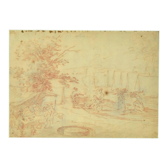 Jan Peter Verdussen, Landscape, 18th Century, Original Sanguine Drawing For Sale