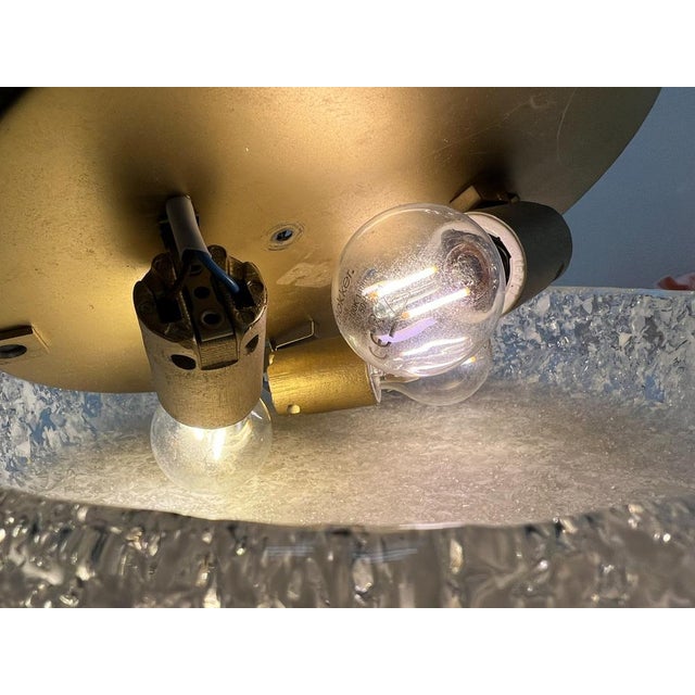 Mid-Century Flush Mount Lamp Ice Glass Attr. Hillebrand 1960s For Sale - Image 10 of 18