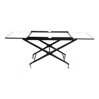 Vintage Baker Ebonized Expandable Serving Cart For Sale