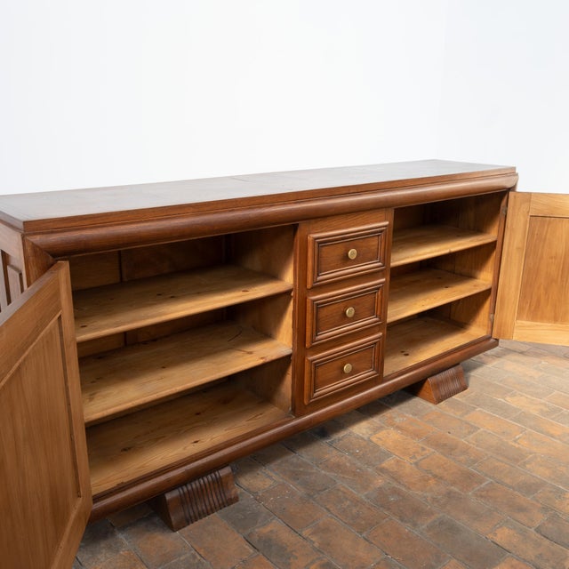Tan Oak Sideboard in the style of Charles Dudouyt, France, 1950s For Sale - Image 8 of 11