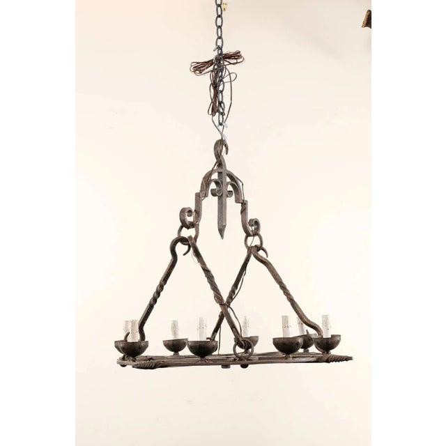 Mid 20th Century French Eight-Light Chandelier For Sale - Image 4 of 11