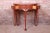 1980s Baker Furniture Burled Walnut Queen Anne Flip Top Demilune Console Table, Newly Refinished For Sale - Image 5 of 13