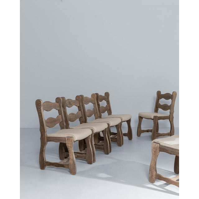 1970s French Oak Dining Chairs With Upholstered Seats - Set of 6 For Sale - Image 18 of 18