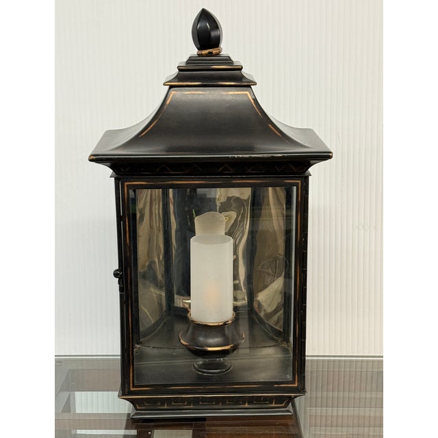 Metal Pagoda Burnished Metal Wall Sconce, Large For Sale - Image 7 of 12