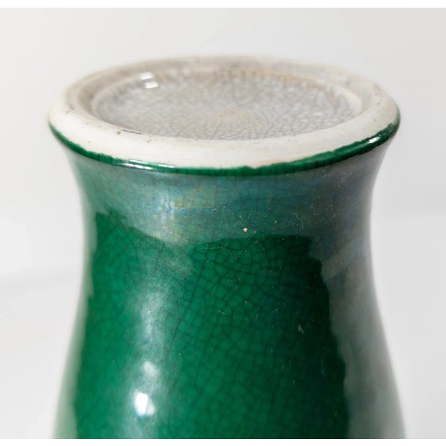 19th Century Chinese Dark Apple Green Crackled Vase, Qing Dynasty For Sale - Image 12 of 13