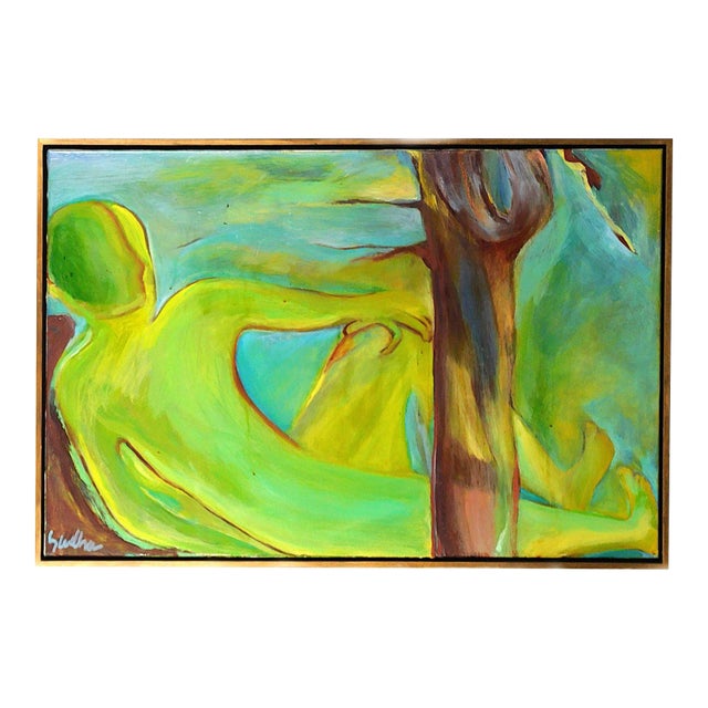 Vintage Sudha Punshi (Indian, 20th/21st C.), "Quest", Oil on Canvas For Sale