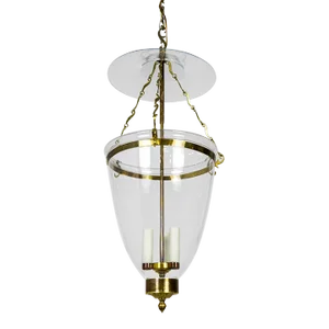 1980s Belle Epoque Style Brass & Glass Bell Jar Lantern With Smoke Bell & Swirling Chain