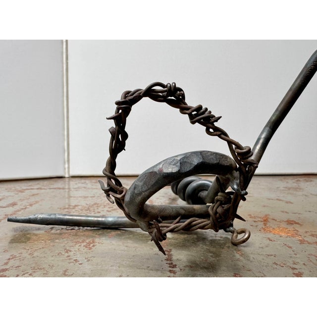 Late 20th Century Hand-Forged Folk Art Crucifix Wire Figure With Barbed Wire Crown For Sale - Image 6 of 11
