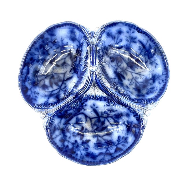 Antique Flow Blue Serving Bowl with Handle 1900s For Sale - Image 17 of 17