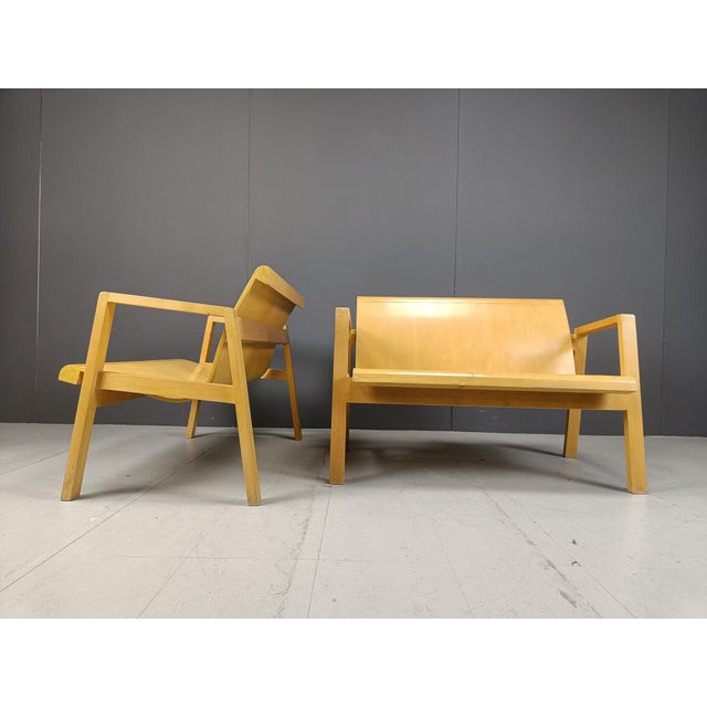 Mid-Century Plywood Benches in the style of Alvar Aalto, 1960s, Set of 2 For Sale - Image 10 of 12
