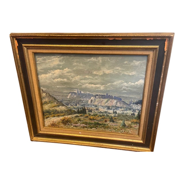 Early 20th Century French Country Landscape Oil Painting, Framed For Sale