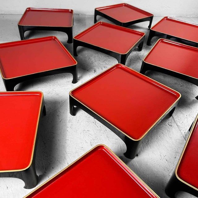 Maroon Vintage Japanese Serving Tables, 1920s, Set of 12 For Sale - Image 8 of 18