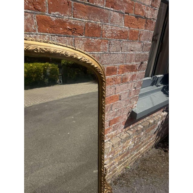 Large Antique 19th Century English Gilt Arched Top Overmantle Mirror For Sale - Image 3 of 8
