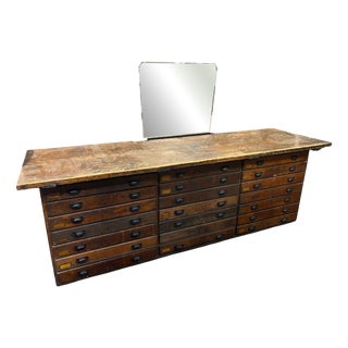 Vintage Typographers Wooden Counter For Sale