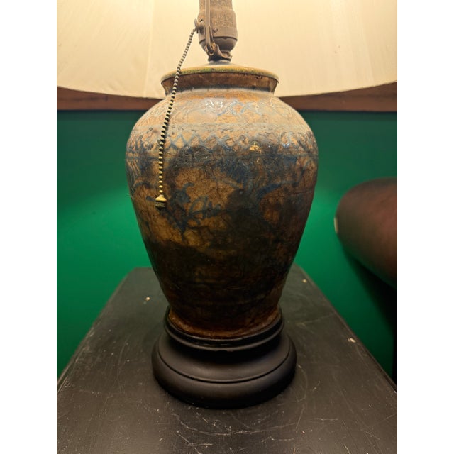 Ceramic 17th Century Persian Fritware Jar Mounted as Lamp For Sale - Image 7 of 12