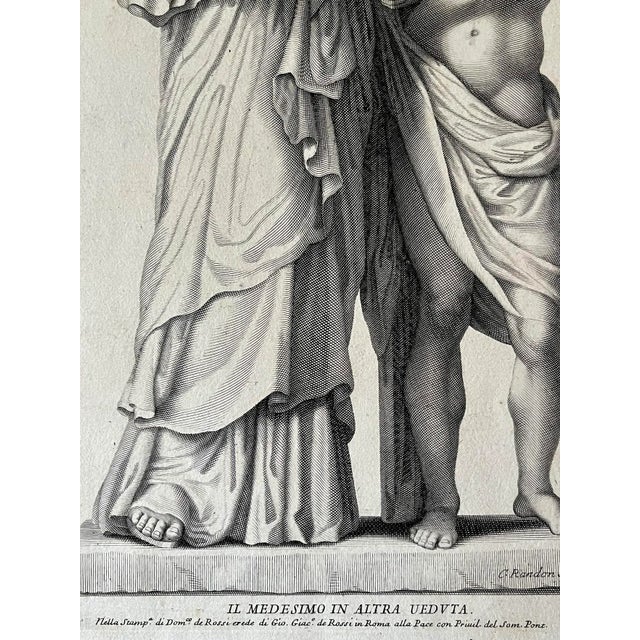 Early 18th Century Original Italian Antique Engraving Print of Roman Statuary by Domenico De Rossi Published Rome 1704 For Sale - Image 5 of 6
