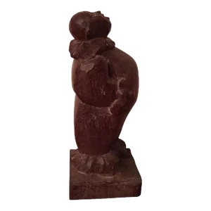 Antique French Art Deco Carved Wood Sculpture of a Clown or Jester