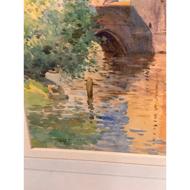 English St. Ives Bridge Original Watercolor Painting, Framed For Sale - Image 9 of 12