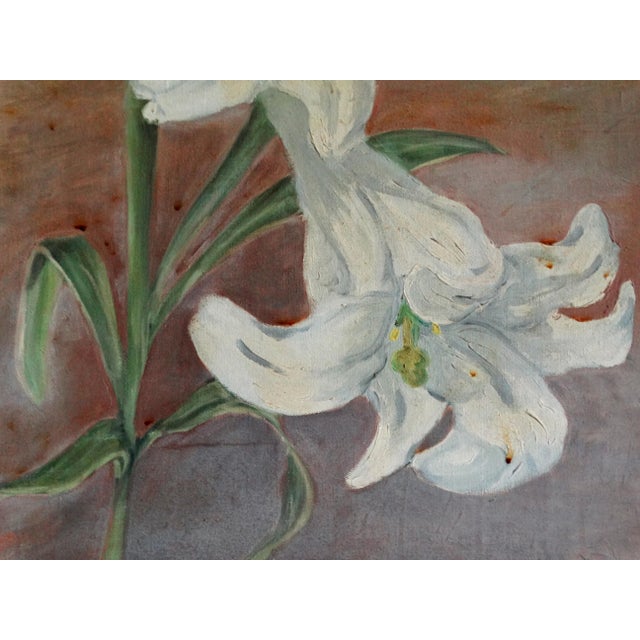 Mid 20th Century Original Mid Century Still Life Painting With Lillies For Sale - Image 5 of 8