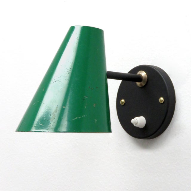 Metal Green Jacques Biny Wall Lamps, 1950 - a Pair For Sale - Image 7 of 9