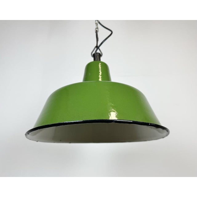 Metal Industrial Green Enamel Factory Lamp from Zaos, 1960s For Sale - Image 7 of 15