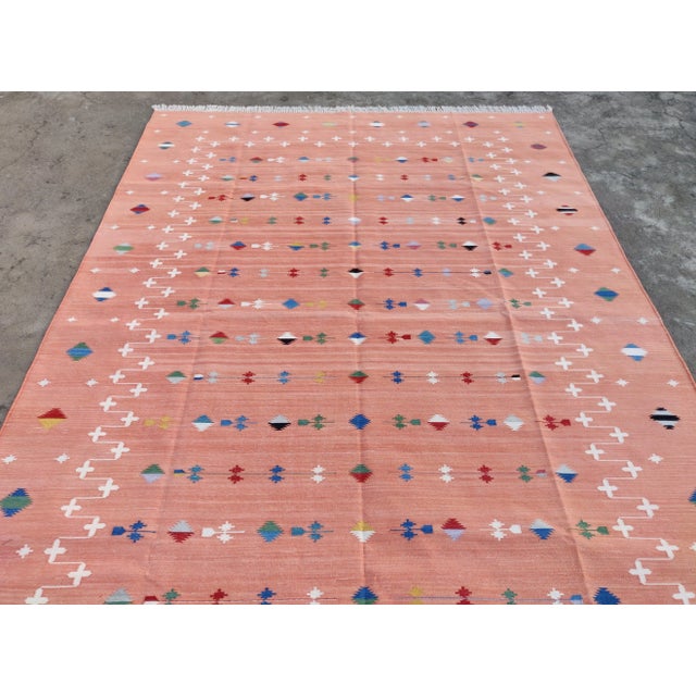 Textile Handmade Cotton Shooting Star Rug, Pink Multi 6'x9' For Sale - Image 7 of 11