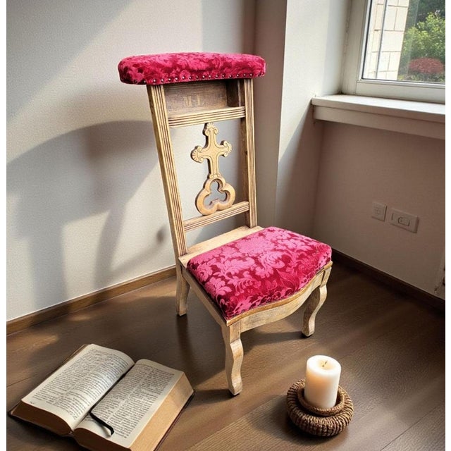 Antique French Prie-Dieu Prayer Chair with Carved Cross, 1800s For Sale - Image 9 of 11