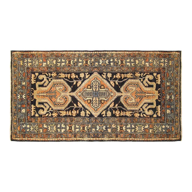 Antique Persian Baktiari Oriental Rug, in Small Size, w/ Central Medallion For Sale