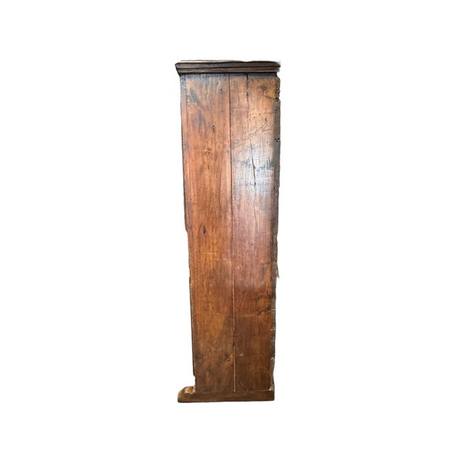 18th Century Antique French Country Knotty Pine Bonnetière Armoire With Diamond Carvings, Late 18th Century For Sale - Image 5 of 11