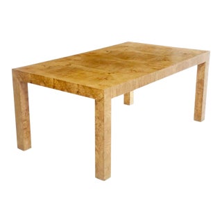 1970s Hollywood Regency Milo Baughman for Thayer Coggin Parsons Burl Dining Table For Sale