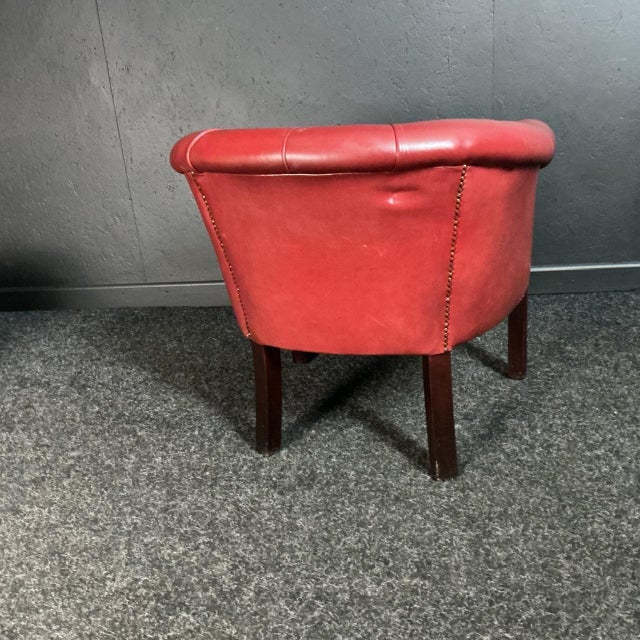 Animal Skin Red Leather Button Back Armchair, 1985 For Sale - Image 7 of 8