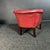 Animal Skin Red Leather Button Back Armchair, 1985 For Sale - Image 7 of 8