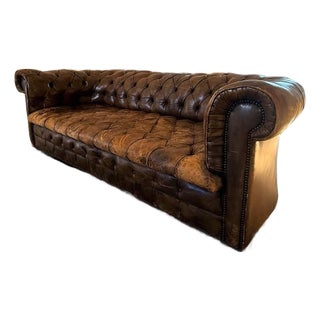 Antique British Leather Chesterfield Sofa (With Horsehair) For Sale