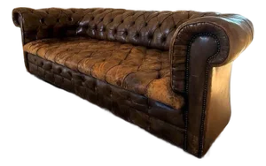Antique British Leather Chesterfield Sofa (With Horsehair)